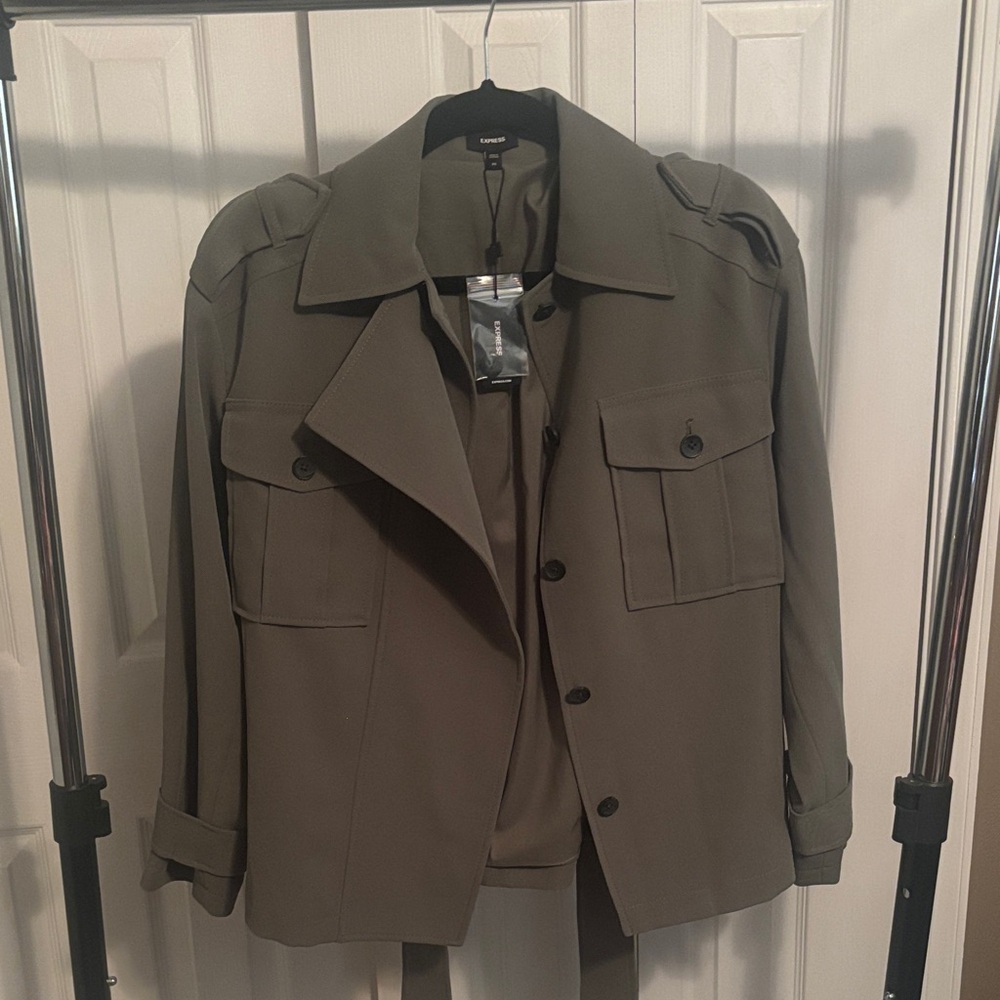 Express Green Khaki Button-Up Jacket